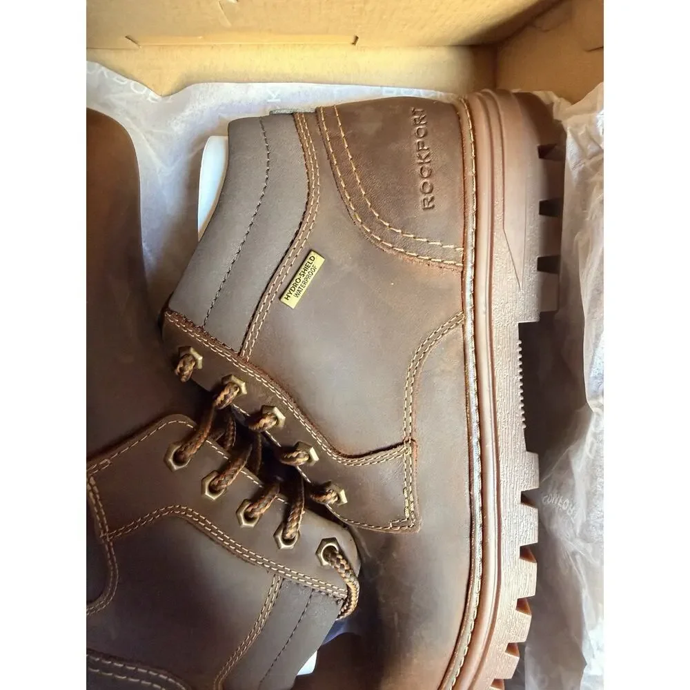 Rockport Weather Or Not Plain Toe Waterproof Leather Boots Mens 8M Tan CI6148NIB